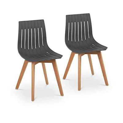 Abbildung von Fromm &amp; Starck Star_SEAT_16 Stuhl 2er Set bis 150 kg Sitzfläche 50 x 47 cm grau Kunststoffstuhl Stuhlbeine Buchenholz