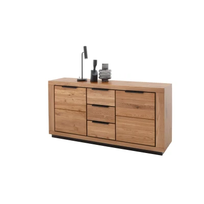 Abbildung von Massivart® Sideboard GRENO 163 cm / Massivholz Wildeiche geölt Metallgriffe schwarz, 2 Türen 3 Schubladen Einlegeböden Kommode