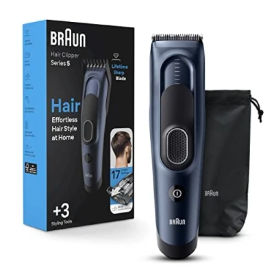 Abbildung von Braun Haarschneidemaschine Series 5 5350, für Herren, Haarclip von zu Hause mit 17 Längeneinstellungen, inkl. Memory SafetyLock Rückrufeinstellung, ultrascharfe Klingen, 2 Kämme,