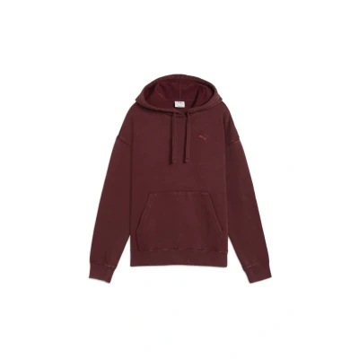 Abbildung von Puma Essentials Elevated Relaxed Wash Hoodie Damen Mit Print Ruby Shimmer Größe: S