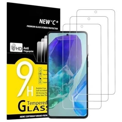 Abbildung von NEW&#039;C 3 Stück, Panzer Schutz Glas für Samsung Galaxy M55 5G, C55 Frei von Kratzern, 9H Härte, HD Displayschutzfolie, 0.33mm Ultra klar, Ultrabeständig
