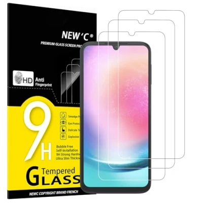 Abbildung von NEW&#039;C 3 Stück, Panzer Schutz Glas für Samsung Galaxy A24 4G, Frei von Kratzern, 9H Härte, HD Displayschutzfolie, 0.33mm Ultra klar, Ultrabeständig