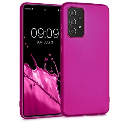 Abbildung von kwmobile Case kompatibel mit Samsung Galaxy A52 / 5G A52s Hülle Schutzhülle aus Silikon metallisch schimmernd Handyhülle Metallic Pink