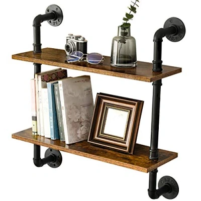 Abbildung von IBUYKE Wandregal, Schweberegal mit 2 Ebenen, 60x20x66cm, Wandboard für Bücher, Vintage Standregal, Leiterregal, Dekorative Regale, Wohnzimmer, Küche, Schlafzimmer, Badezimmer RF TM004