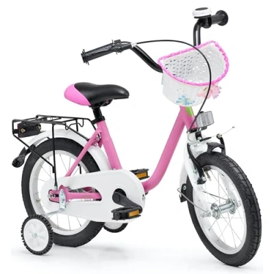 Abbildung von Bachtenkirch Kinderfahrrad Matt Pink 12 Zoll Fahrrad Mädchen ab 3 Jahre, Rücktrittbremse, Stützräder, Ständer, Glocke, Korb, Gepäckträger