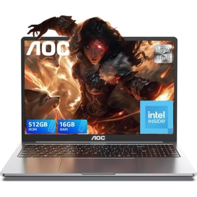 Abbildung von AOC Laptop, 12. N97 CPU (bis zu 3,6 GHz), Gaming Notebook 16 GB DDR4 RAM 512 SSD 15,6 Zoll FHD Bildschirm, 5G WiFi/BT5.1, USB3.2, HDMI Notebook, Typ C, erweitern Sie auf 2 TB PC Laptop