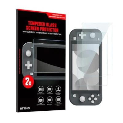 Abbildung von NITHO Displayschutzfolie aus Gehärtetem Glas, Kompatibel mit Switch Lite Konsole, 9H Härte, Hohe Haltbarkeit, Blasenfrei, Kratzfest und Stoßfest (2 Stücke)