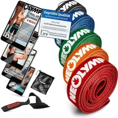 Abbildung von NEOLYMP Fitnessbänder Set Stoff waschbare Resistance Bands, Widerstandsbänder, Krafttrainingssets, Gymnastikband inkl. E Book mit Übungen