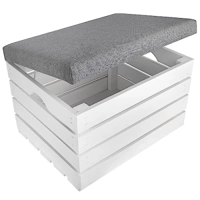 Abbildung von Creative Deco Sitzhocker Sitzbank gepolstert mit Stauraum 50x40x35 cm,