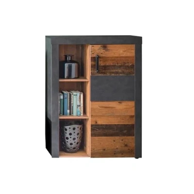Abbildung von trendteam Highboard Indy, Kommode Anrichte Wohnzimmerschrank Sideboard Grau/Braun 87x118x34cm