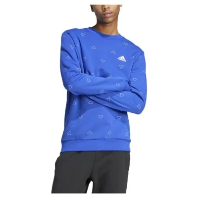 Abbildung von adidas Men&#039;s Seasonal Essentials Monogram Graphic Crew Sweatshirt, semi Lucid Blue, XL