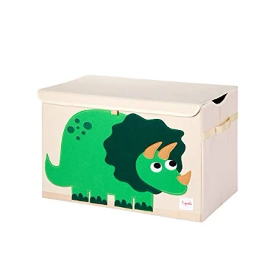 Abbildung von 3 Sprouts Spielzeugkiste mit Deckel Aufbewahrungsbox für Kinderzimmer, Spielzeugbox Kinder, Spielzeug Kiste Dinosaurier
