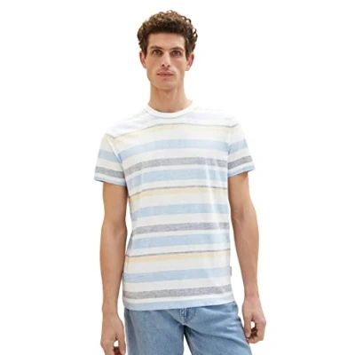 Abbildung von TOM TAILOR Herren 1036331 T Shirt, 31778 Blue Multicolor Big Stripe, XXL