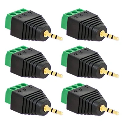 Abbildung von 6X Klinken Stecker 2,5 mm Adapter &gt; Terminal Block 3 Pin Schraub Klemmen Vergoldet