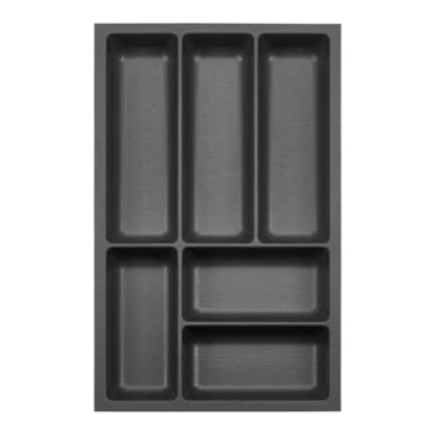 Abbildung von ORGA BOX 3 Besteckeinsatz Tiefe: 473 x Breite: 291 mm anthrazit mit Canvas Struktur für 40er Schubladen z. B. in Nobilia Küchen ab 08.2012.