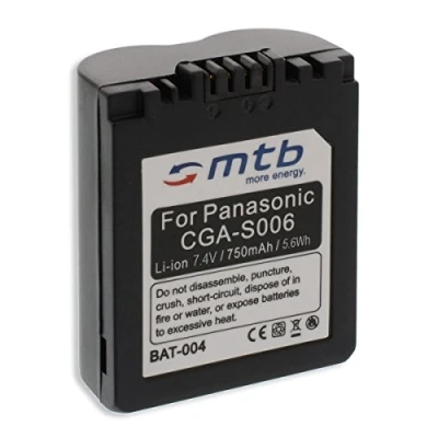 Abbildung von Ersatz Akku kompatibel mit Panasonic CGA/CGR S006, DMW BMA7 für Lumix DMC FZ7, FZ8, FZ18, FZ28