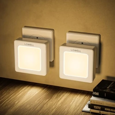 Abbildung von LQWELL LED Steckdosenleuchte Nachtlicht Steckdose Faltbar mit Dämmerungssensor, Nachtlampe Einstellbare Helligkeit, fest integriert, Automatisch Steckdosenlicht, Orientierungslicht Warmweiß, Bewegungsmelder, 1/2/3 Stück Kinder