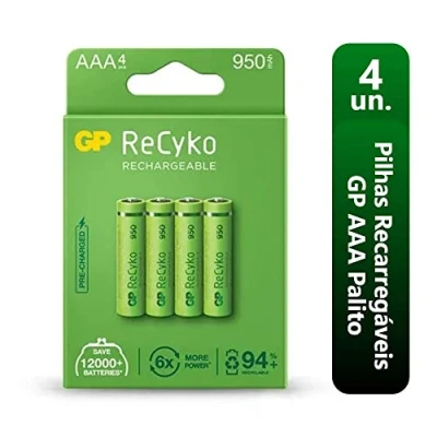 Abbildung von GP Akku AAA 950mAh (Micro, HR 03, NiMH, 1,2V, 4er Pack), Verpackung kann variieren