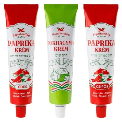 Abbildung von Ungarische Paprika &amp; Knoblauchcreme (3x160g), zertifiziert koscher, Sparpack, importiert aus Ungarn