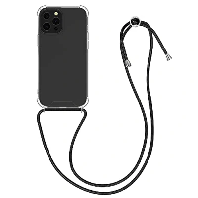 Abbildung von kwmobile Necklace Case kompatibel mit Apple iPhone 13 Pro Max Hülle Silikon Cover Handykette Band Handyhülle Schwarz Transparent