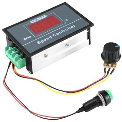 Abbildung von QWORK® DC 6 60 V 30 A, PWM Motordrehzahlregler, Geschwindigkeitsregler für Motor, mit LED Anzeige und Start Stopp Schalter