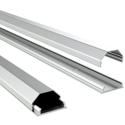 Abbildung von RICOO Kabelkanal aus Aluminium Universal Z0100 S Kabelführungssystem für Fussboden und Wand Wandleiste Kabelklemme Oberputzinstallation Kabelrinnen Leitungskanal, Silber