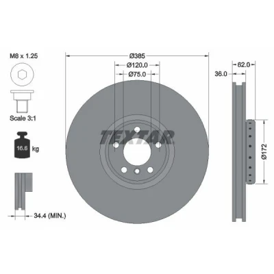 Abbildung von TEXTAR PRO+ 92266425 Bremsscheibe BMW: X5, X6