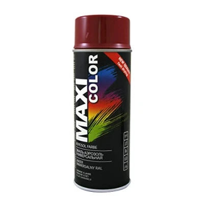 Abbildung von Maxi Color NEW QUALITY Sprühlack Lackspray Glanz 400ml Universelle spray Nitro zellulose Farbe schnell trocknender Sprühfarbe (RAL 3004 Purpurrot glänzend)