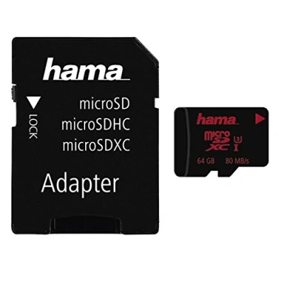 Abbildung von Hama microSDXC 64GB UHS Speed Class 3 I 80MB/s Adapter/Mobile Speicherkarte (64 GB, 3, 80 MB/s Lesegeschwindigkeit)