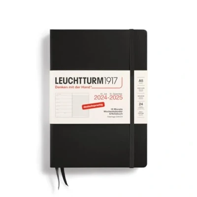 Abbildung von LEUCHTTURM1917 370613 Wochenkalender &amp; Notizbuch Medium (A5) 2025, 18 Monate 07.2024 12.2025, Hardcover, Schwarz, Deutsch