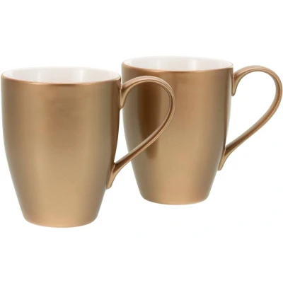 Abbildung von CreaTable, 25847, Serie GOLDEN DAYS weiss, 2 teiliges Geschirrset, Becherset aus Steinzeug, spülmaschinen und mikrowellengeeignet, Qualitätsproduktion