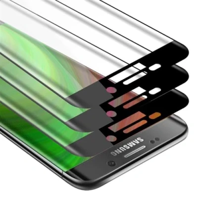 Abbildung von Cadorabo 3X Vollbild Panzer Folie kompatibel mit Samsung Galaxy S6 Edge Schutzfolie in TRANSPARENT SCHWARZ 3er Pack Gehärtetes (Tempered) Display Schutzglas 9H Härte 3D Touch