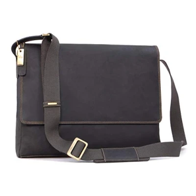 Abbildung von VISCONTI Herren Leder Laptoptasche 15 Zoll Schultertasche Groß Arbeitstasche für Laptop und Notizbuch A4 TEXAS 18516 Öl Braun