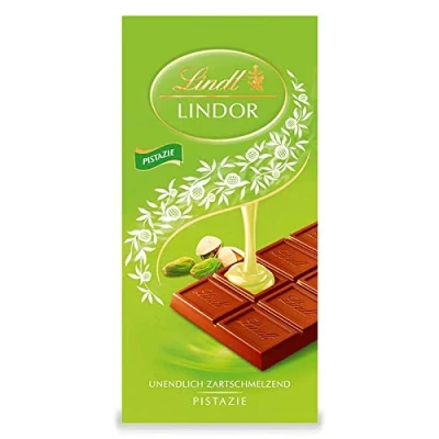 Abbildung von Lindt Schokolade LINDOR Pistazie 10 x 100 g Tafel Feinste Vollmilch mit einer unendlich zartschmelzenden Füllung Pistaziengeschmack Schokoladentafel Schokoladengeschenk
