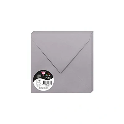 Abbildung von Clairefontaine 5323C Packung mit 20 Umschlägen Pollen 16,5x16,5 cm, 120g, gefüttert, ideal für Einladungen und Korrespondenz, Premium glattes Papier, Koalagrau, 1 Pack