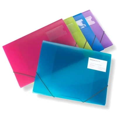 Abbildung von Rapesco 0719 3 Klappen Ordnungsmappe, A4+, leuchtende Transparente Farben, 5 Stück
