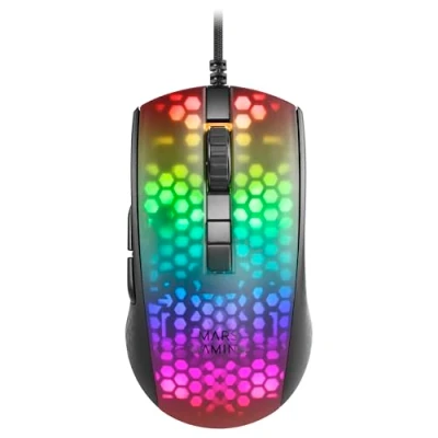 Abbildung von Mars Gaming MMR Schwarz, Maus RGB Chroma, Transluzent Struktur Ultraleicht 58g, 12800 DPI, Switches Mechanik HUANO