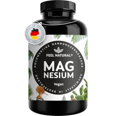 Abbildung von Magnesium hochdosiert Kapseln 365 Stück (Jahresvorrat) 664mg je Kapsel, davon 400mg elementares höherer Gehalt als andere Magnesiums Laborgeprüft &amp; Vegan