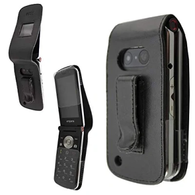 Abbildung von caseroxx Hülle Ledertasche mit Gürtelclip für Emporia TOUCHsmart V188 aus Echtleder, Tasche und Sichtfenster in schwarz