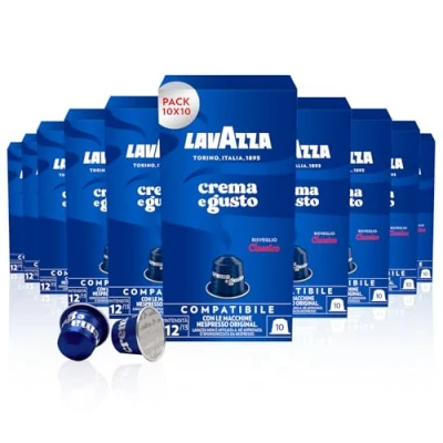 Abbildung von Lavazza Crema e Gusto, Cremiges Espresso Erlebnis mit Noten von Nüssen und Schokoladen Aroma, 10x10 Kapseln, Nespresso kompatibel