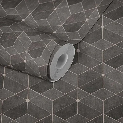 Abbildung von living walls 3D Tapete &quot;Titanium&quot;, Optik Geometrisch grafisch, Effekt Tapeten Wohnzimmer Schlafzimmer Küche