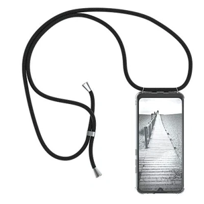 Abbildung von EAZY CASE Handykette kompatibel mit Xiaomi Mi A3 Handyhülle Umhängeband, Handykordel Schutzhülle, Silikonhülle, Hülle Band, Stylische Kette für Smartphone, Schwarz