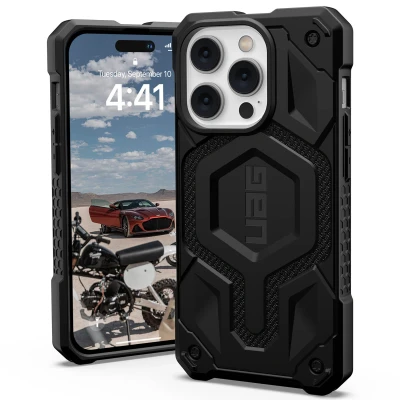 Abbildung von Apple iPhone 14 Pro Hülle MagSafe Kunststoff UAG Hard Case/Backcover Handyhülle Schwarz Shockproof/Stoßfest