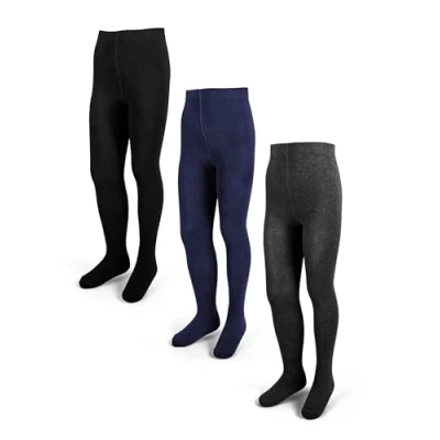 Abbildung von Basic Treasure 3er Pack Kinderstrumpfhosen, Mädchen Strumpfhosen, Strumpfhose Mädchen, 134 140, Schwarz/Navy/Grau