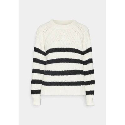 Abbildung von ONLY Onlbillie LIFE Stripe Oneck Strickpullover, Damen, Größe: XS, Cloud dancer/black