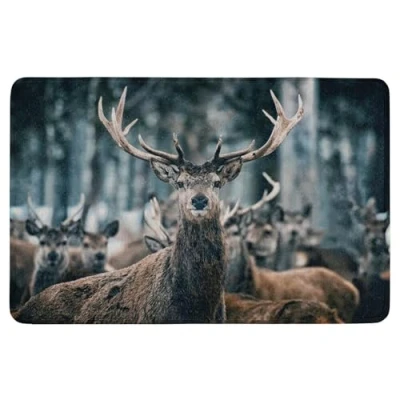 Abbildung von Mars &amp; More Fußmatte mit WINTERHIRSCH 75 x 50 cm waschbar bei 30, unten gummiert