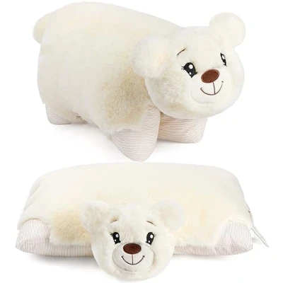 Abbildung von BRUBAKER Kuscheltier Kissen Bär 2 in 1 Teddybär und Kuschelkissen 40 x 30 cm Plüschtier (Tierkissen Stofftier Teddy, St), aufklappbares Kinder Plüschkissen mit Klettverschluss