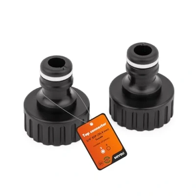 Abbildung von MIVOS 2 x Hahnverbinder Anschluss für Wasserhähne mit 3/4 Zoll BSP (26,4 mm) Aussengewinde Hahnanschluss Schnellkupplung Gartenschlauch Hergestellt aus 90% Recyceltem Kunststoff