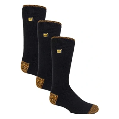 Abbildung von HEAT HOLDERS 3er Pack Herren Arbeitssocken in Schwarz Winter Thermo Socken mit Verstärkte Spitze und Hacken (37 42, Schwarz)