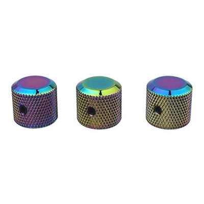 Abbildung von Guyker 3Pcs Potentiometer Control Knobs with 6mm(0.24) Dia. Shaft Pot High Grade Knurled Volume Tuning Audio Knob Replacement for Electric Guitar or Precision Bass CNC Machined(Rainbow Chameleon)